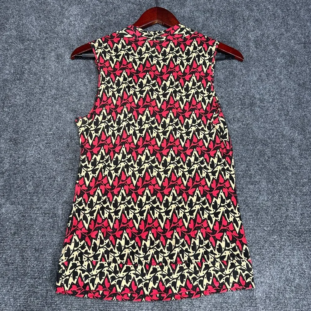 Diane von Furstenberg Top Womens Small Sleeveless Blouse Silk Blend Tie Neck - Picture 5 of 6